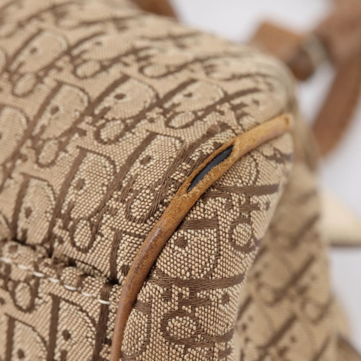 Christian Dior Street Chic Trotter Canvas Hand Bag Beige Silver Auth 201360A
