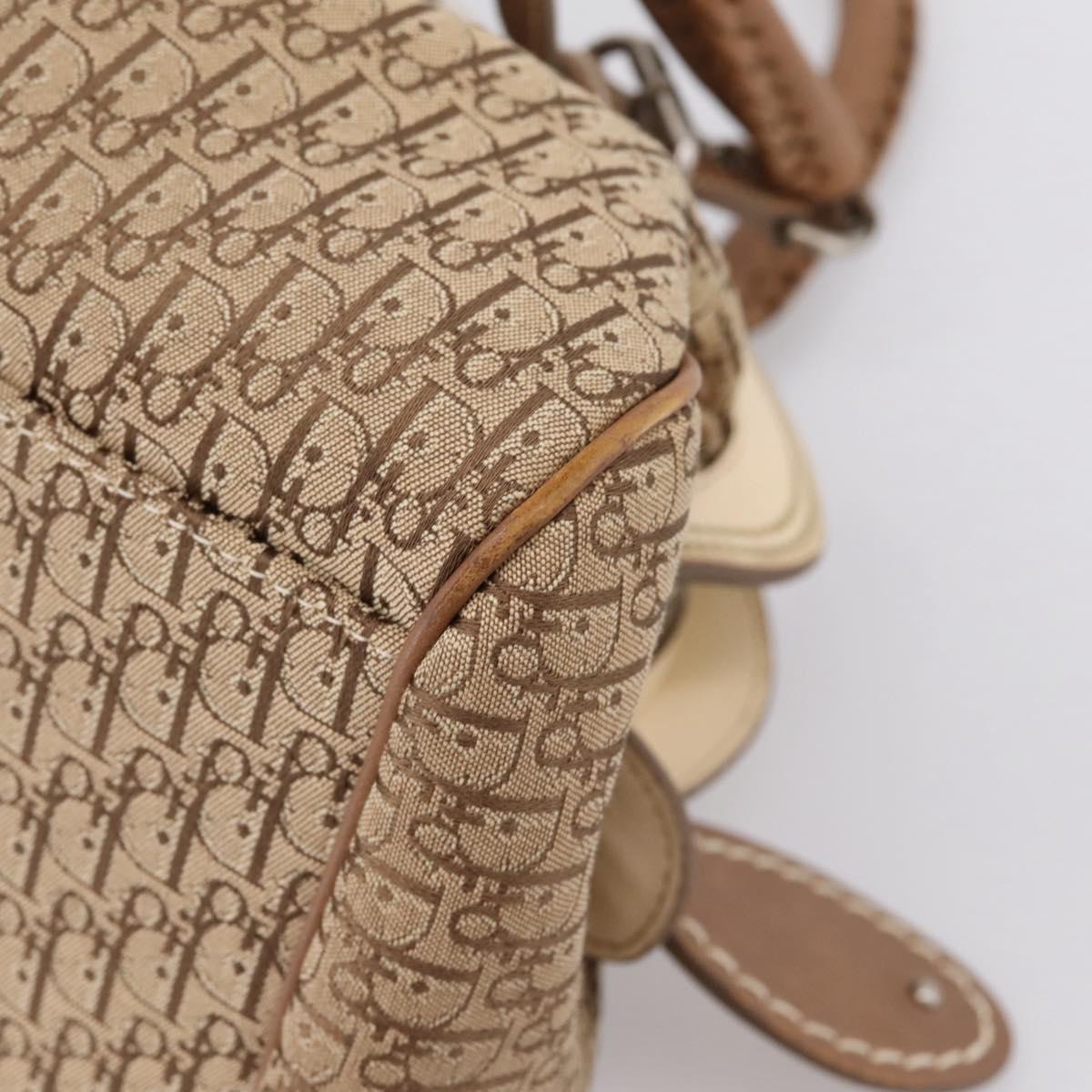 Christian Dior Street Chic Trotter Canvas Hand Bag Beige Silver Auth 201360A