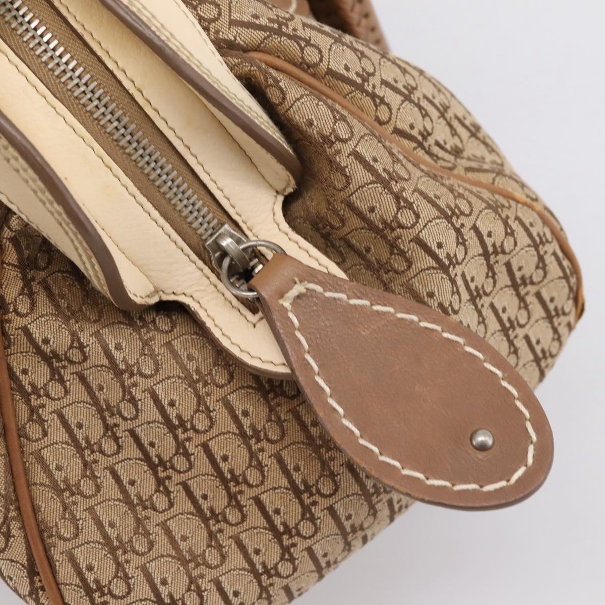 Christian Dior Street Chic Trotter Canvas Hand Bag Beige Silver Auth 201360A