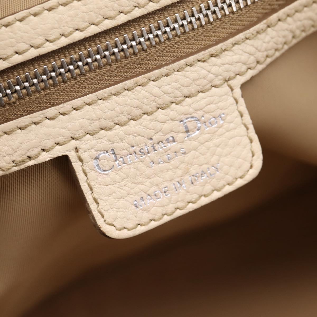 Christian Dior Street Chic Trotter Canvas Hand Bag Beige Silver Auth 201360A