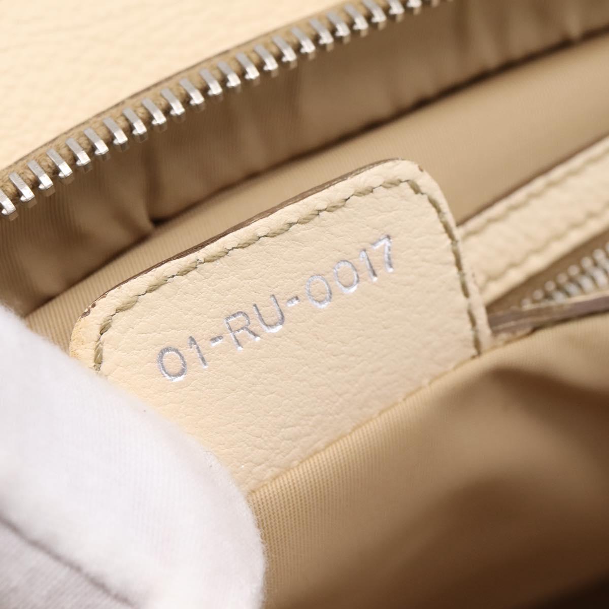 Christian Dior Street Chic Trotter Canvas Hand Bag Beige Silver Auth 201360A