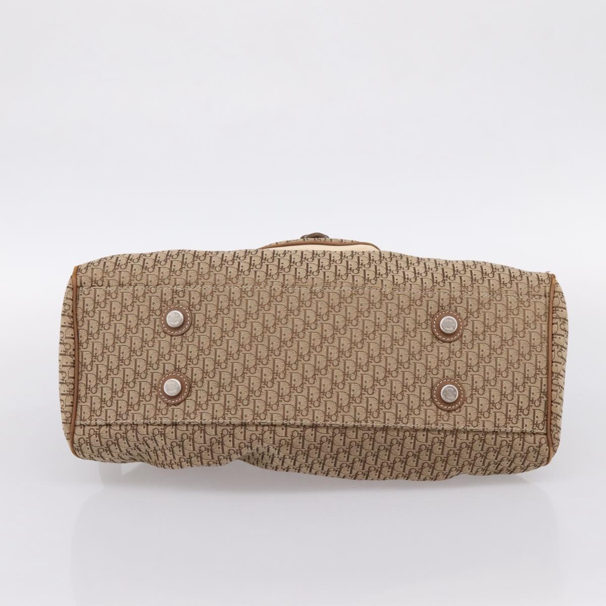 Christian Dior Street Chic Trotter Canvas Hand Bag Beige Silver Auth 201360A
