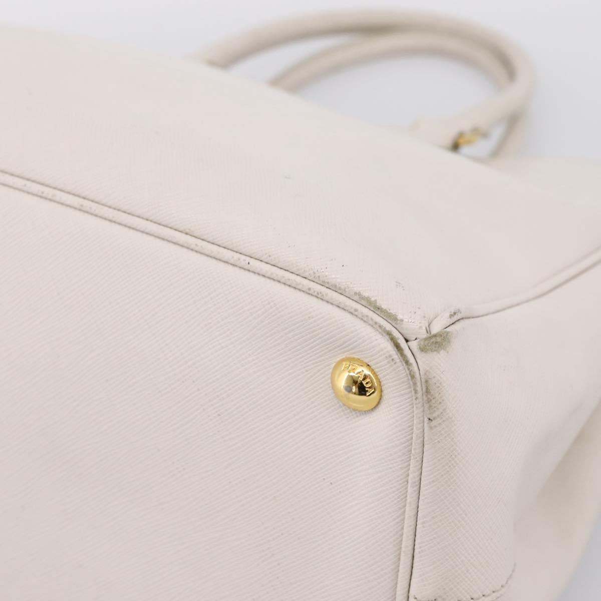 PRADA Galleria Hand Bag Saffiano leather White Gold Auth 201363