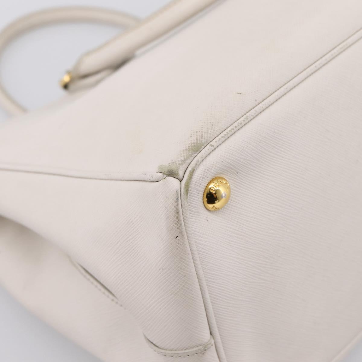 PRADA Galleria Hand Bag Saffiano leather White Gold Auth 201363