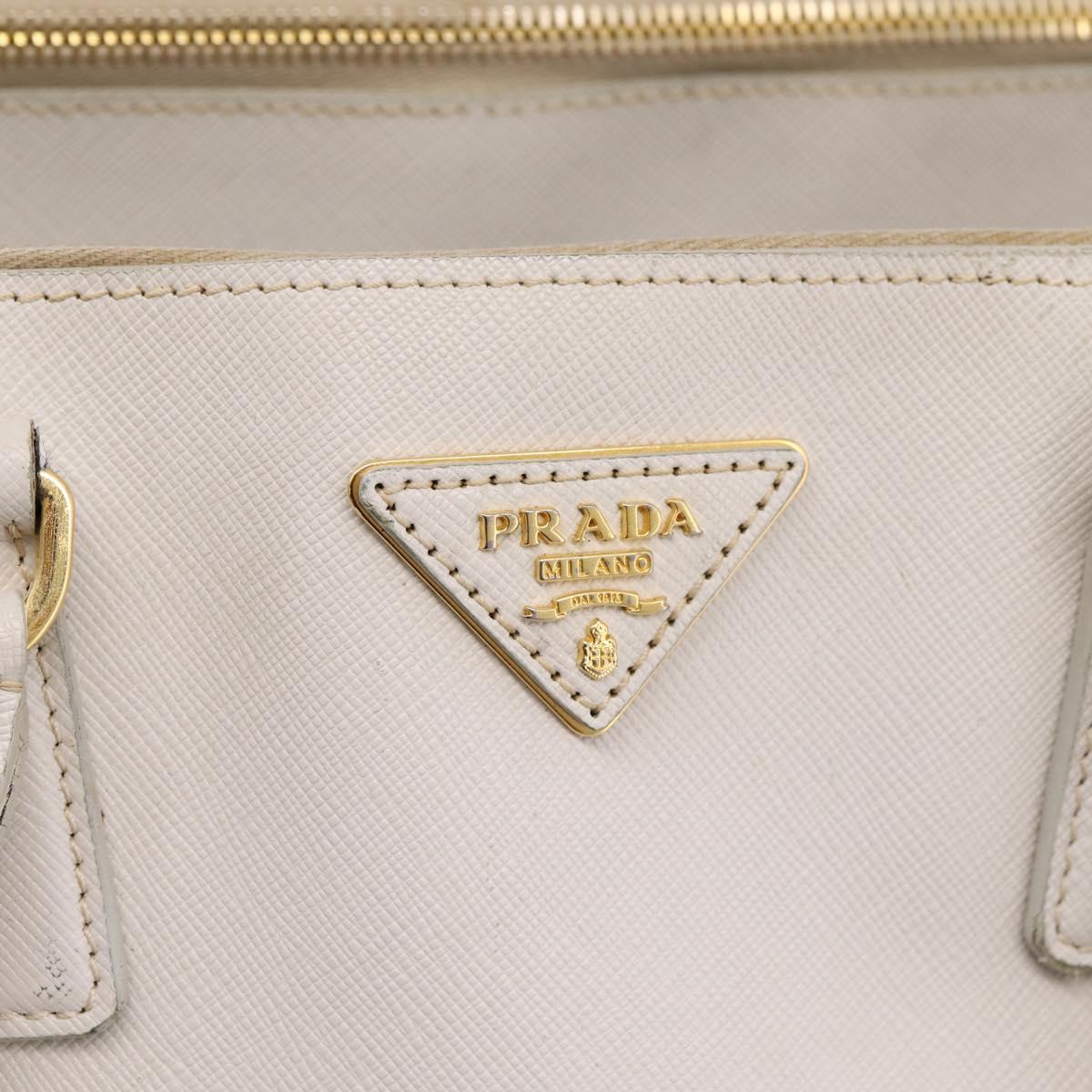 PRADA Galleria Hand Bag Saffiano leather White Gold Auth 201363