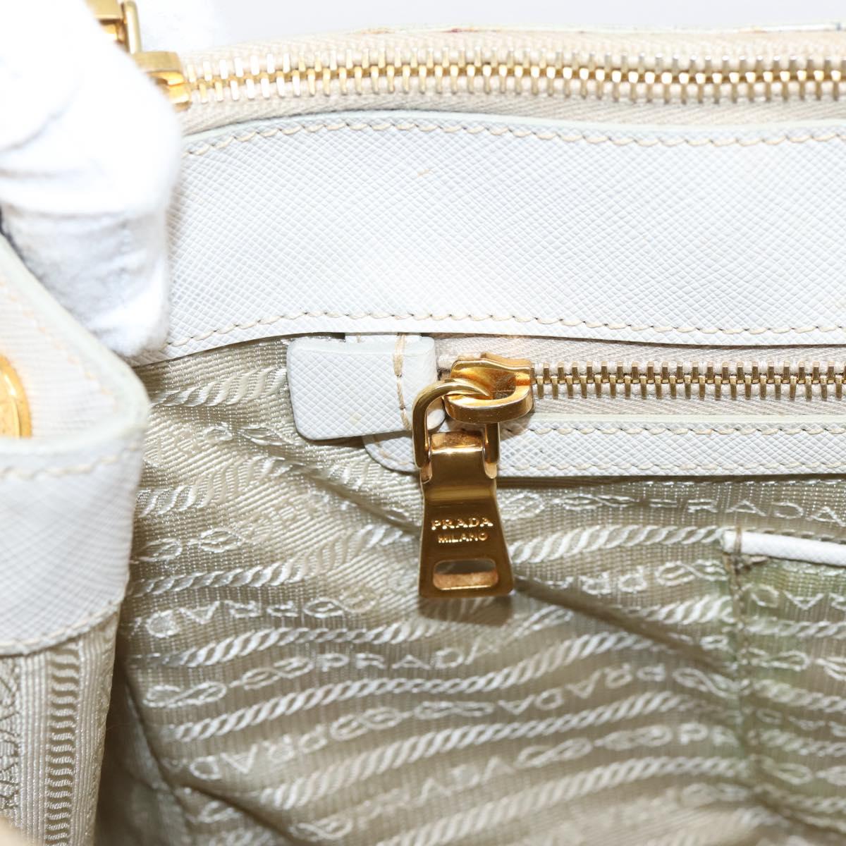 PRADA Galleria Hand Bag Saffiano leather White Gold Auth 201363