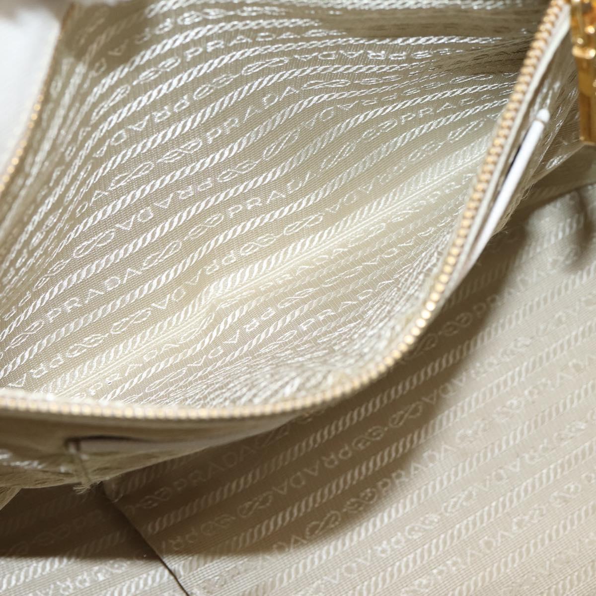 PRADA Galleria Hand Bag Saffiano leather White Gold Auth 201363