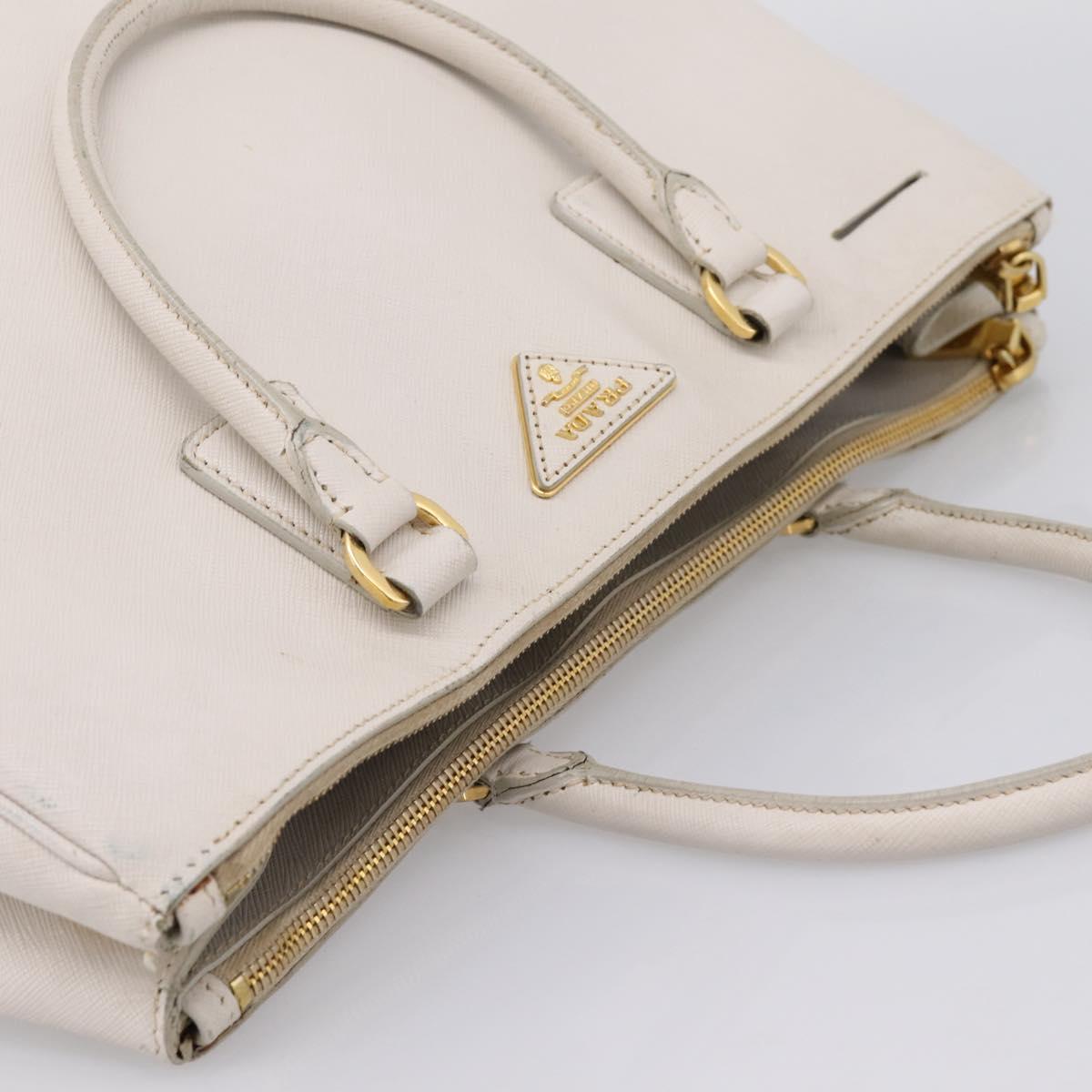 PRADA Galleria Hand Bag Saffiano leather White Gold Auth 201363