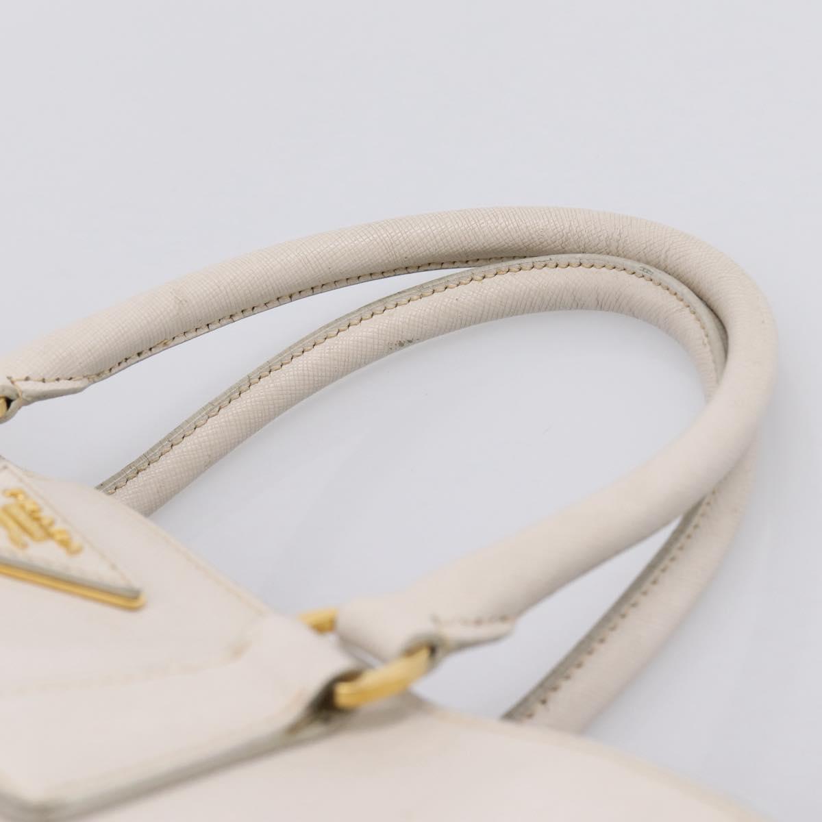 PRADA Galleria Hand Bag Saffiano leather White Gold Auth 201363