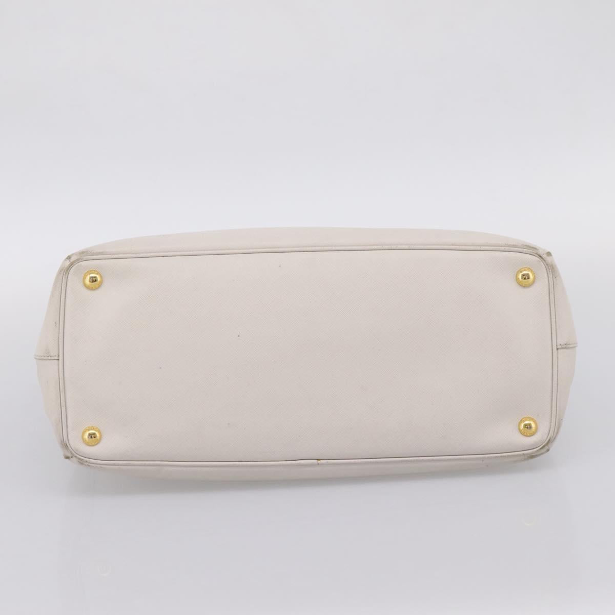 PRADA Galleria Hand Bag Saffiano leather White Gold Auth 201363