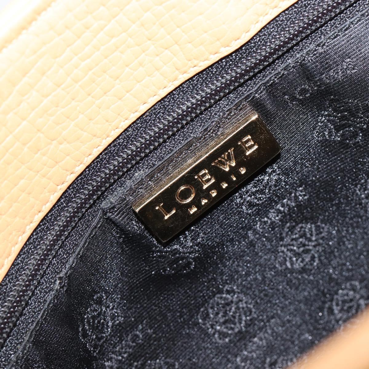 LOEWE Shoulder Bag Leather Beige Gold Auth 201364V