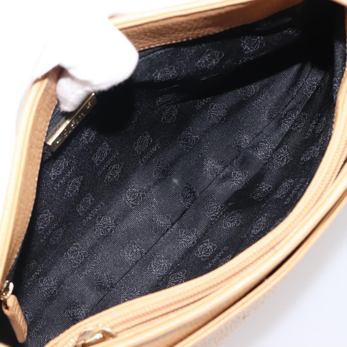 LOEWE Shoulder Bag Leather Beige Gold Auth 201364V