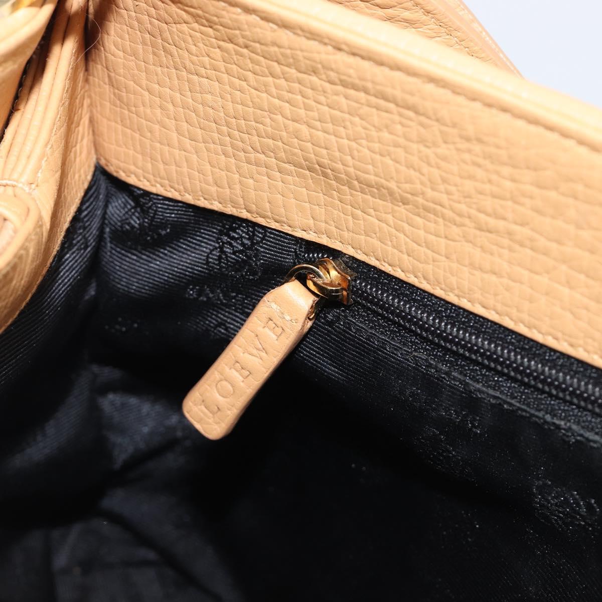 LOEWE Shoulder Bag Leather Beige Gold Auth 201364V