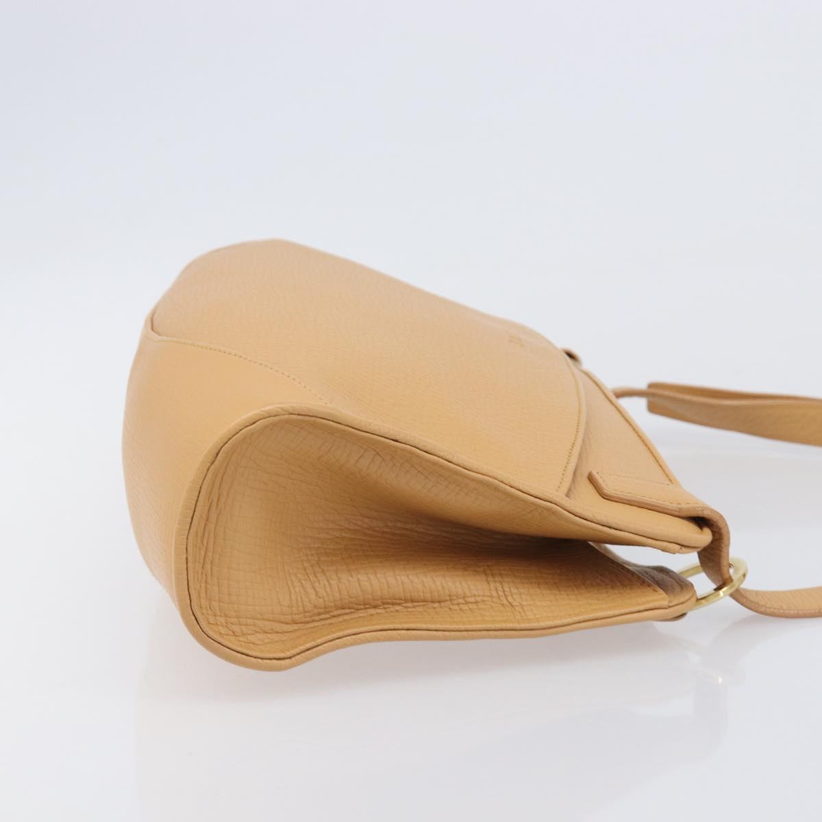 LOEWE Shoulder Bag Leather Beige Gold Auth 201364V