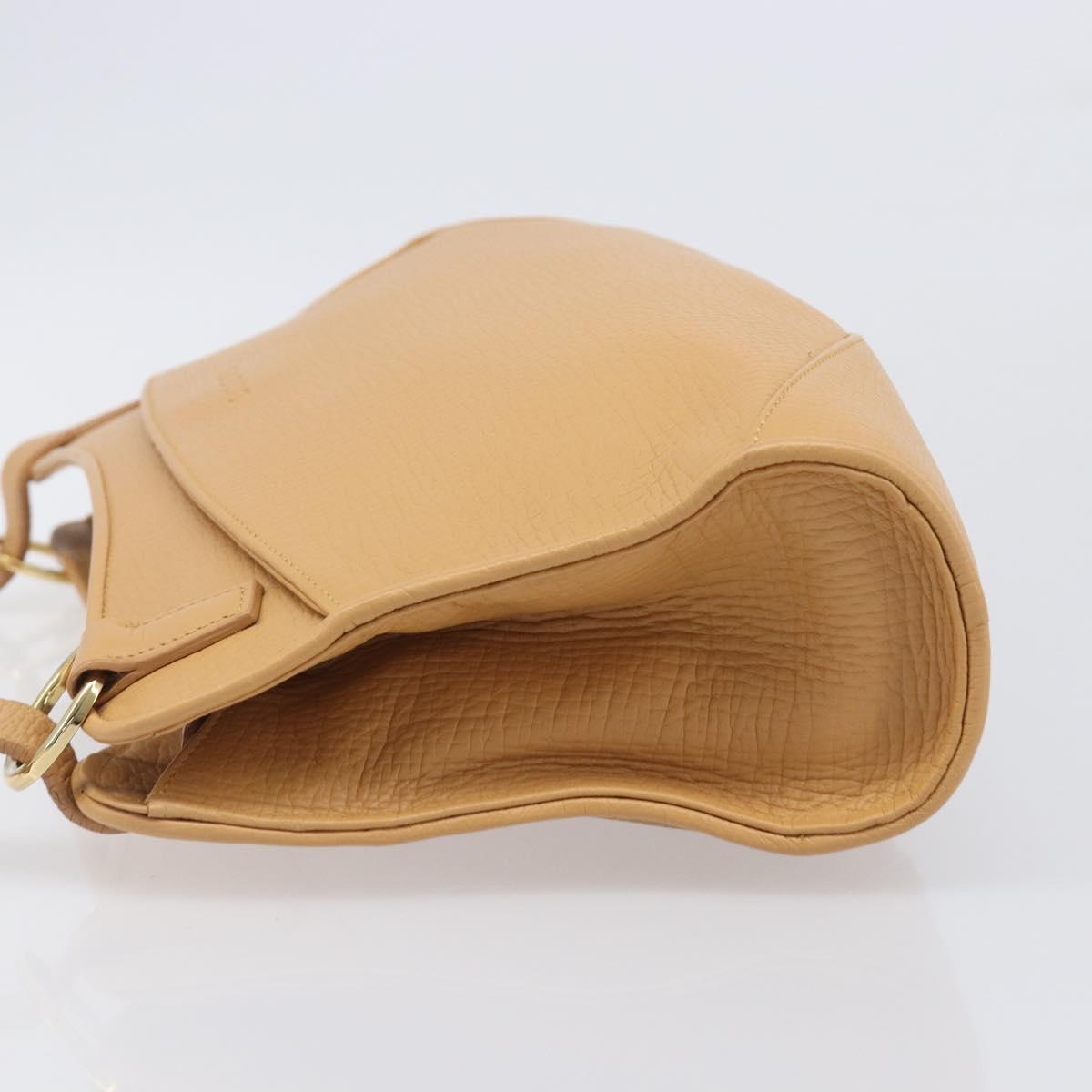 LOEWE Shoulder Bag Leather Beige Gold Auth 201364V