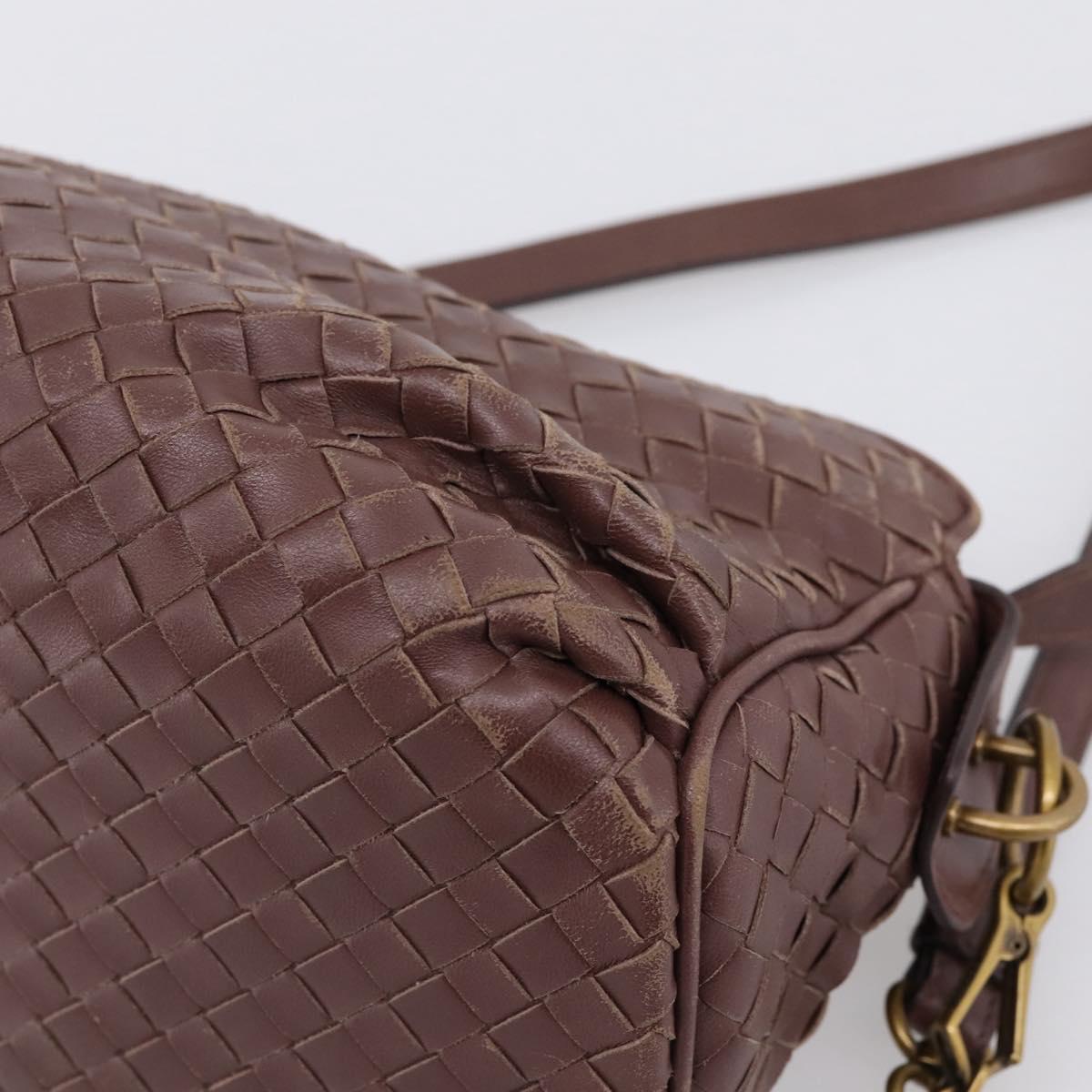 BOTTEGA VENETA INTRECCIATO Shoulder Bag Leather Brown Gold 192661 Auth 201370A