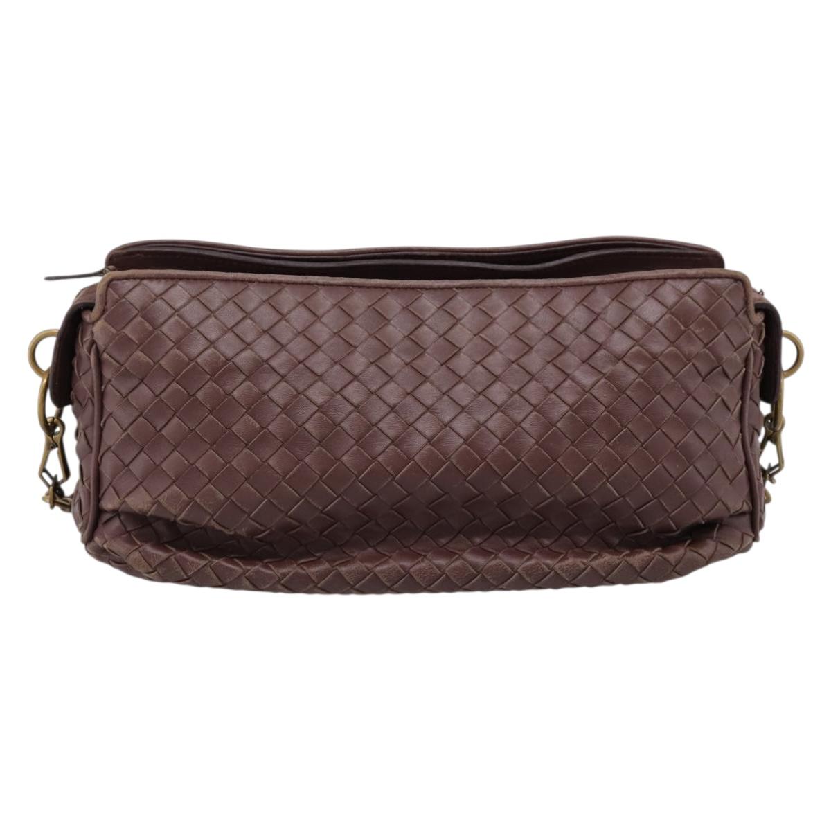 BOTTEGA VENETA INTRECCIATO Shoulder Bag Leather Brown Gold 192661 Auth 201370A