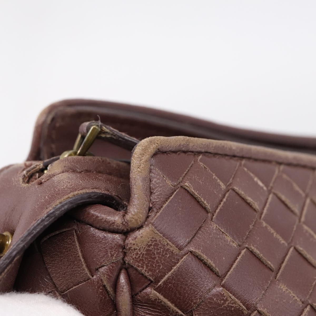 BOTTEGA VENETA INTRECCIATO Shoulder Bag Leather Brown Gold 192661 Auth 201370A