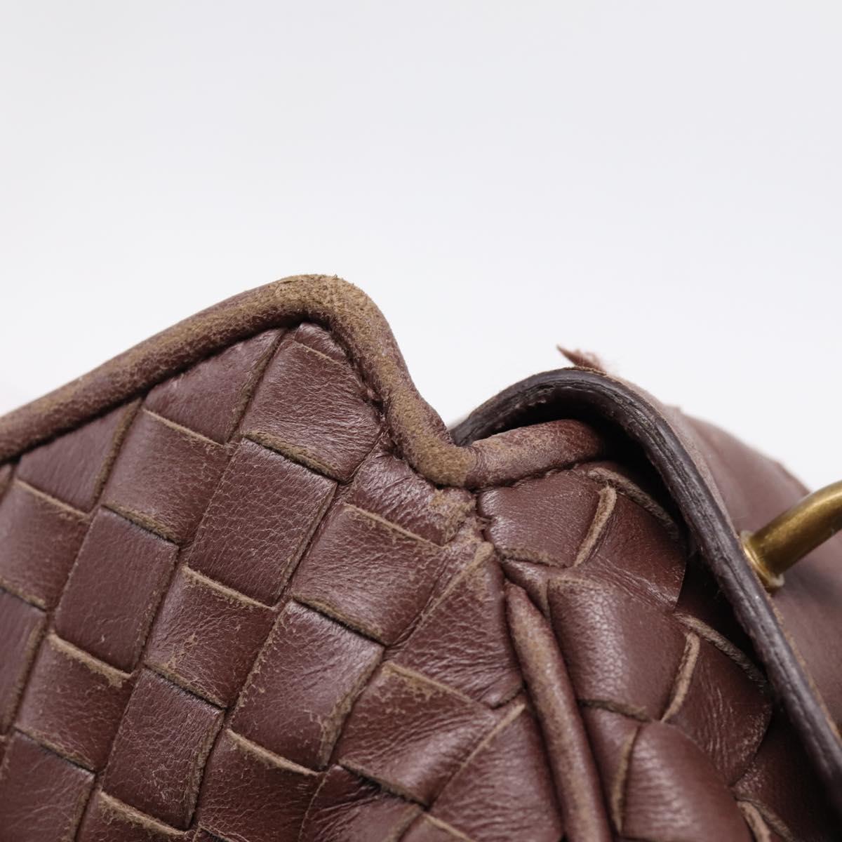 BOTTEGA VENETA INTRECCIATO Shoulder Bag Leather Brown Gold 192661 Auth 201370A