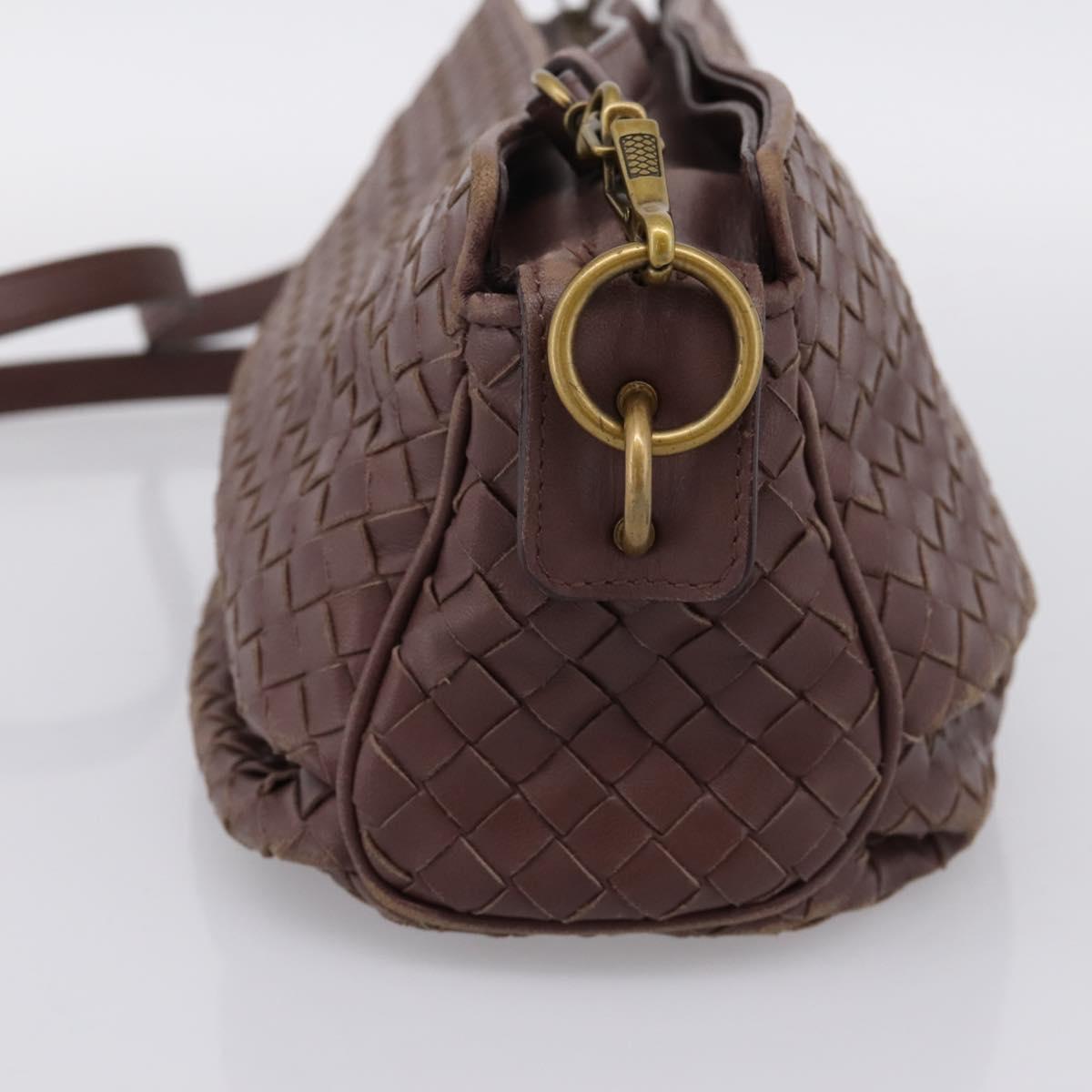 BOTTEGA VENETA INTRECCIATO Shoulder Bag Leather Brown Gold 192661 Auth 201370A