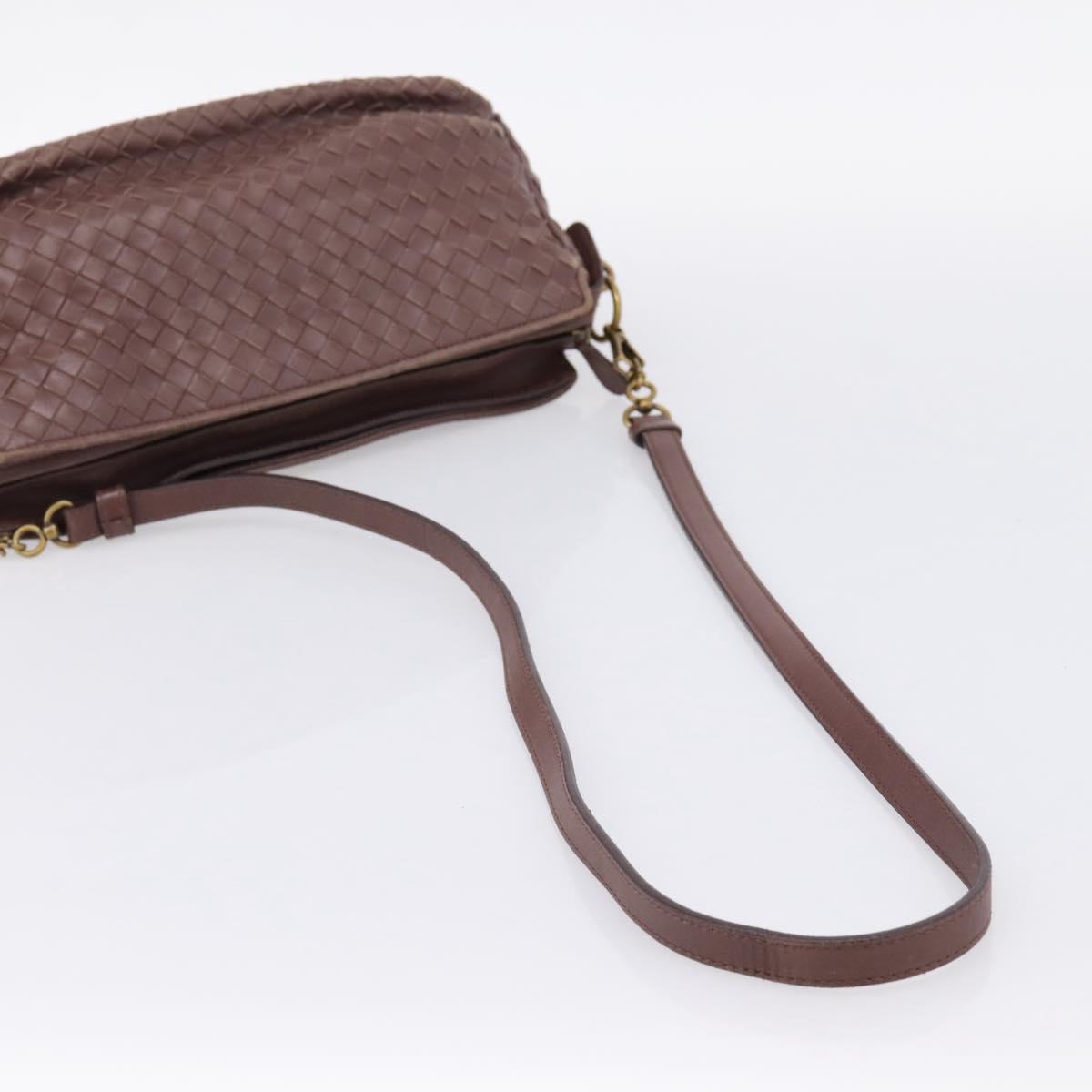 BOTTEGA VENETA INTRECCIATO Shoulder Bag Leather Brown Gold 192661 Auth 201370A