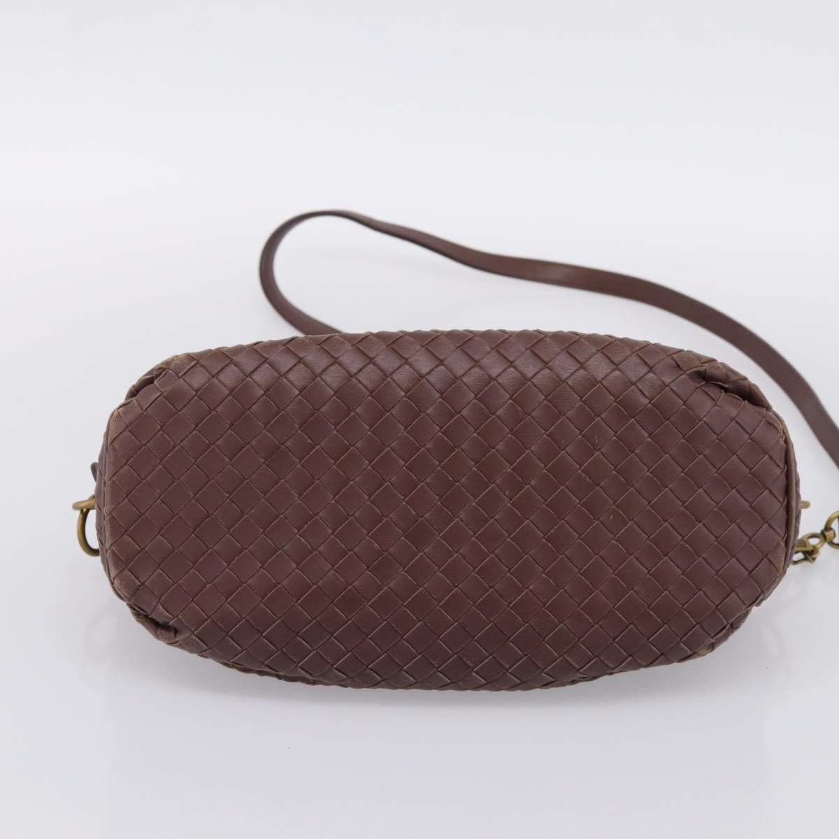 BOTTEGA VENETA INTRECCIATO Shoulder Bag Leather Brown Gold 192661 Auth 201370A