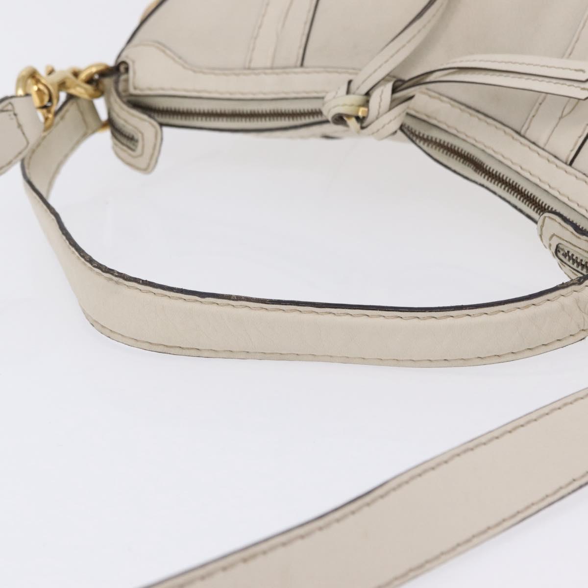 GUCCI GG Marmont Shoulder Bag Leather 2way White Gold 247185 Auth 201371A