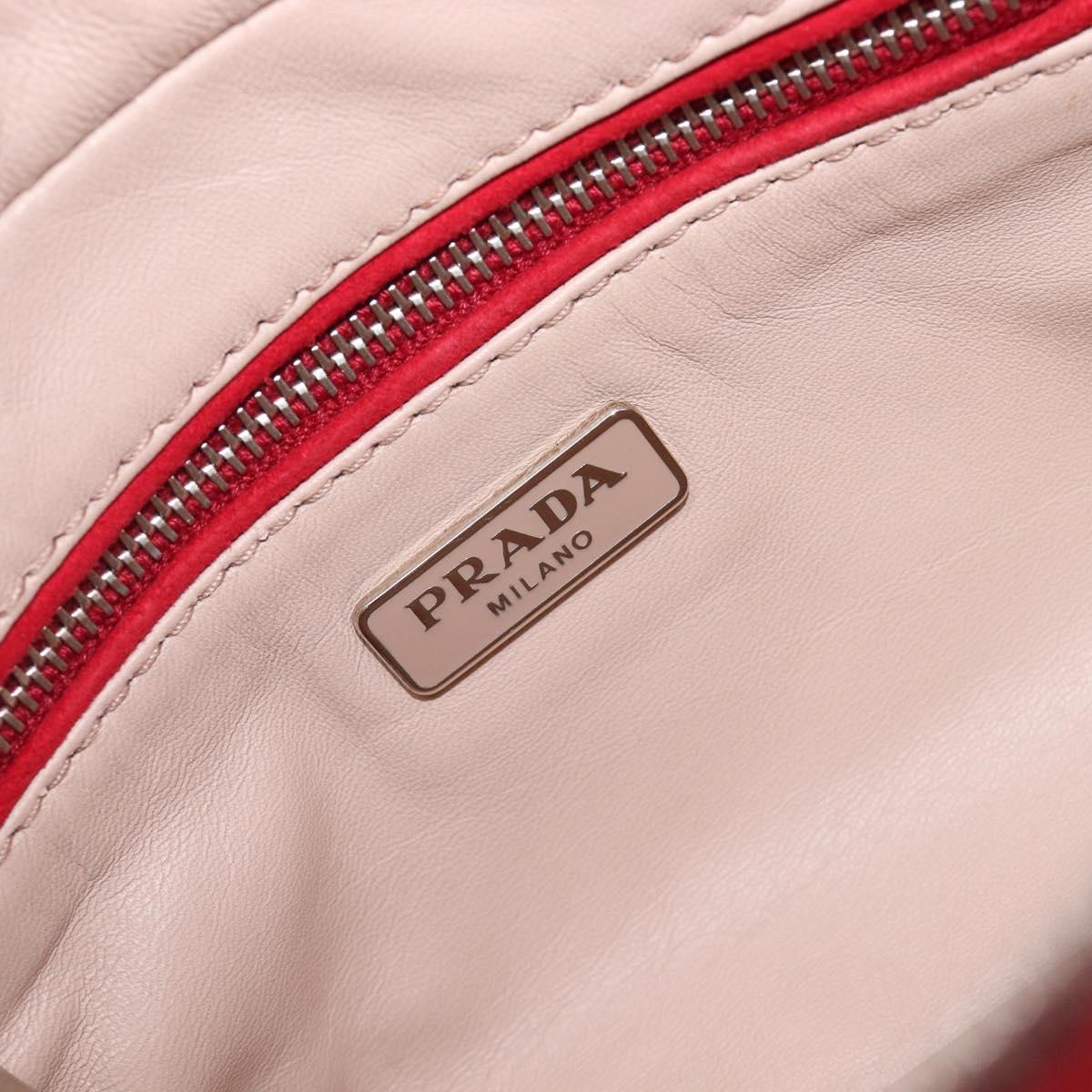 PRADA Shoulder Bag Suede Red Silver Auth 201372