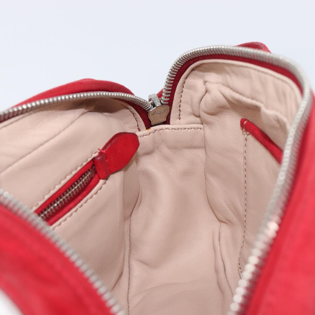 PRADA Shoulder Bag Suede Red Silver Auth 201372