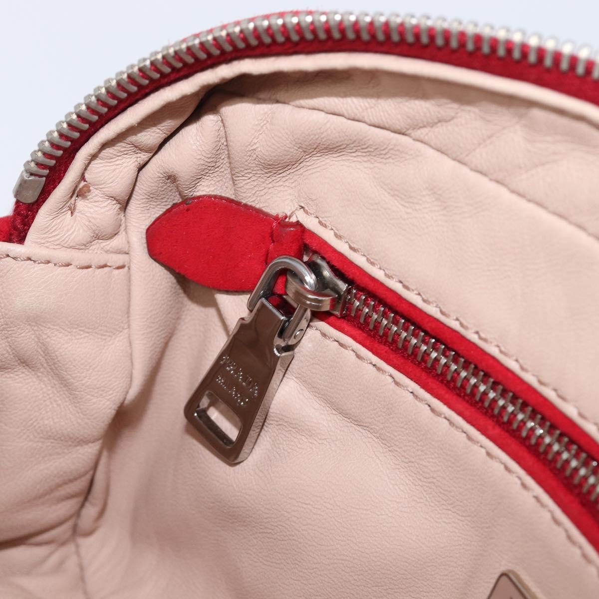 PRADA Shoulder Bag Suede Red Silver Auth 201372