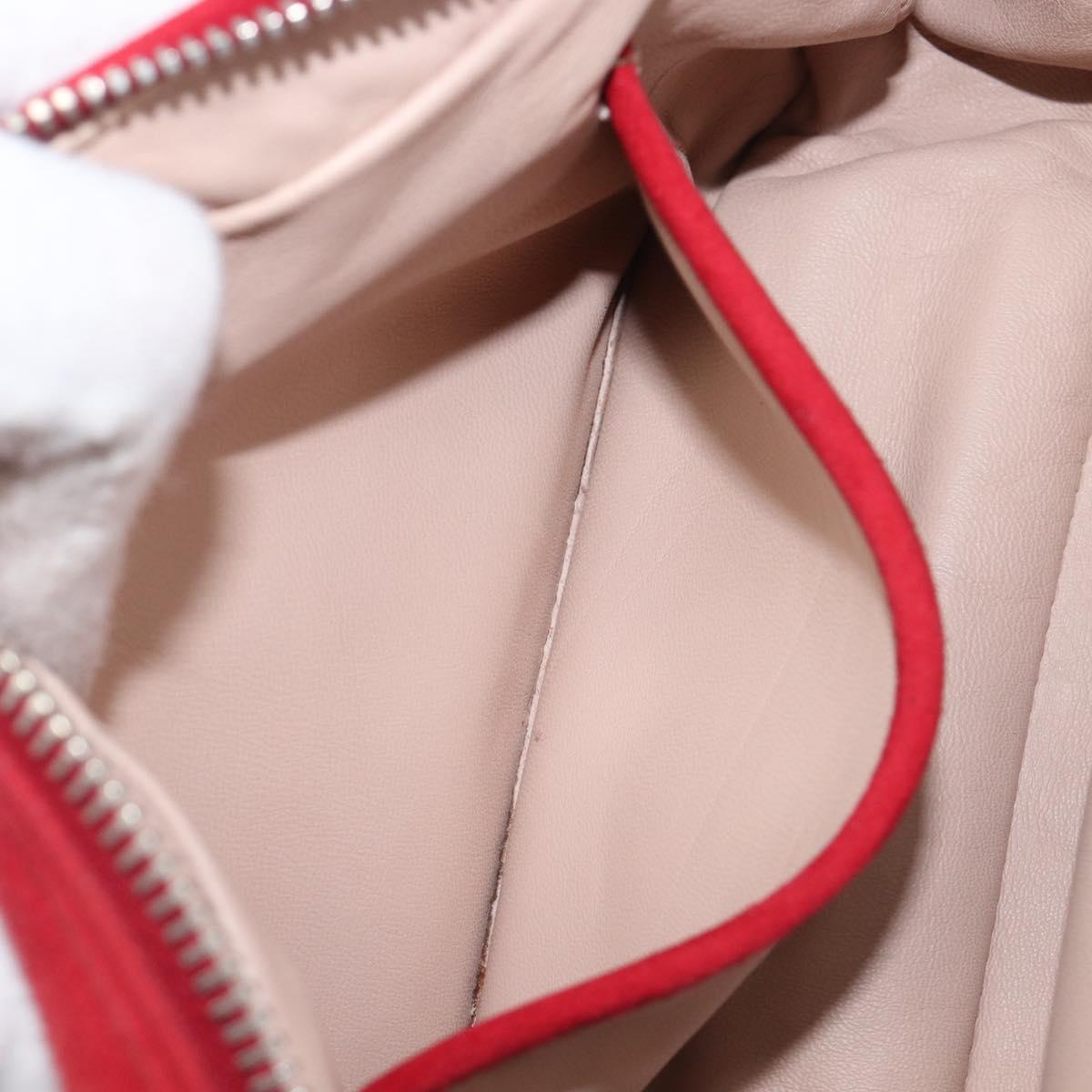 PRADA Shoulder Bag Suede Red Silver Auth 201372
