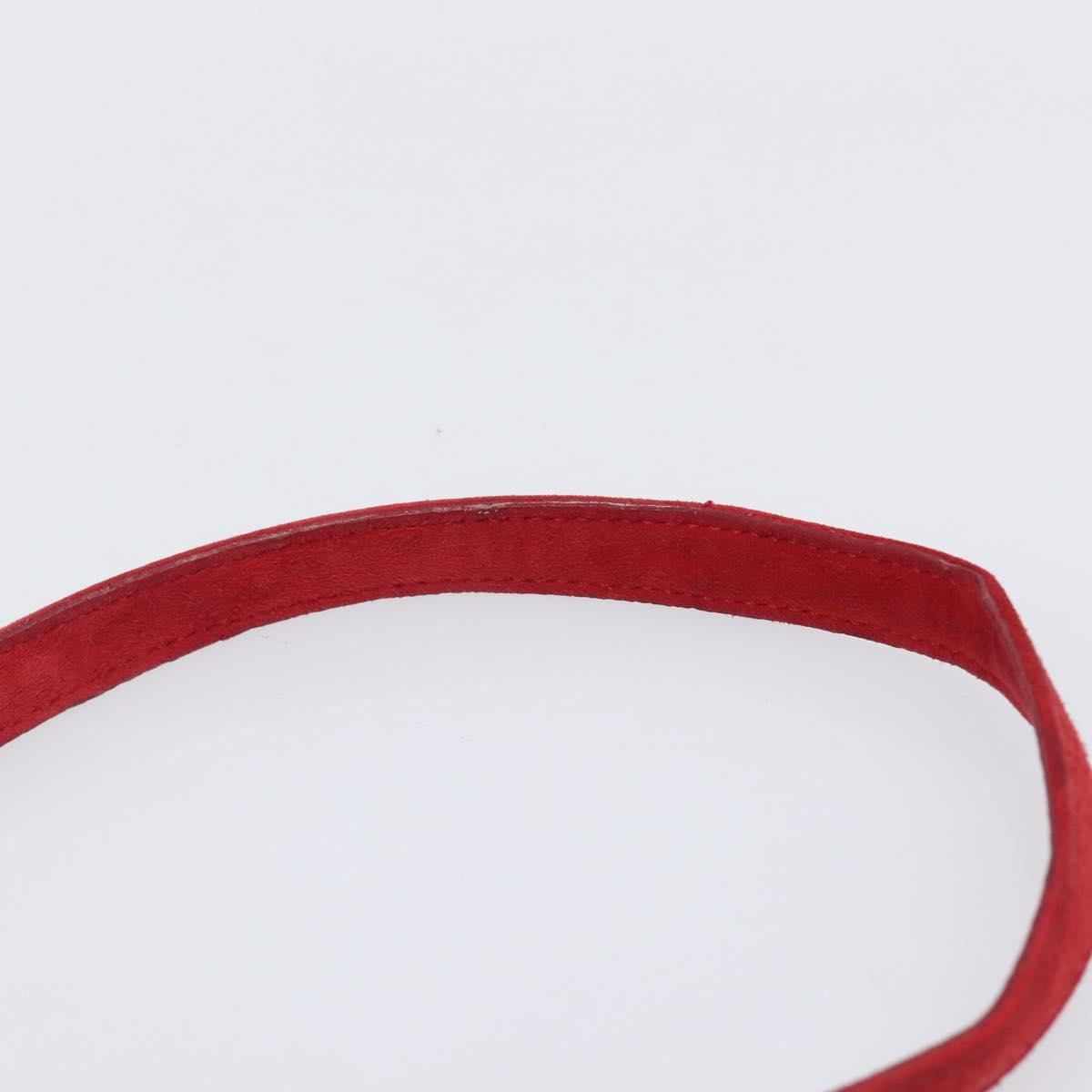 PRADA Shoulder Bag Suede Red Silver Auth 201372