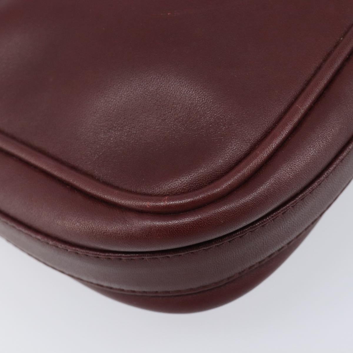 CARTIER Must Line Shoulder Bag Leather Bordeaux Gold Auth 201374