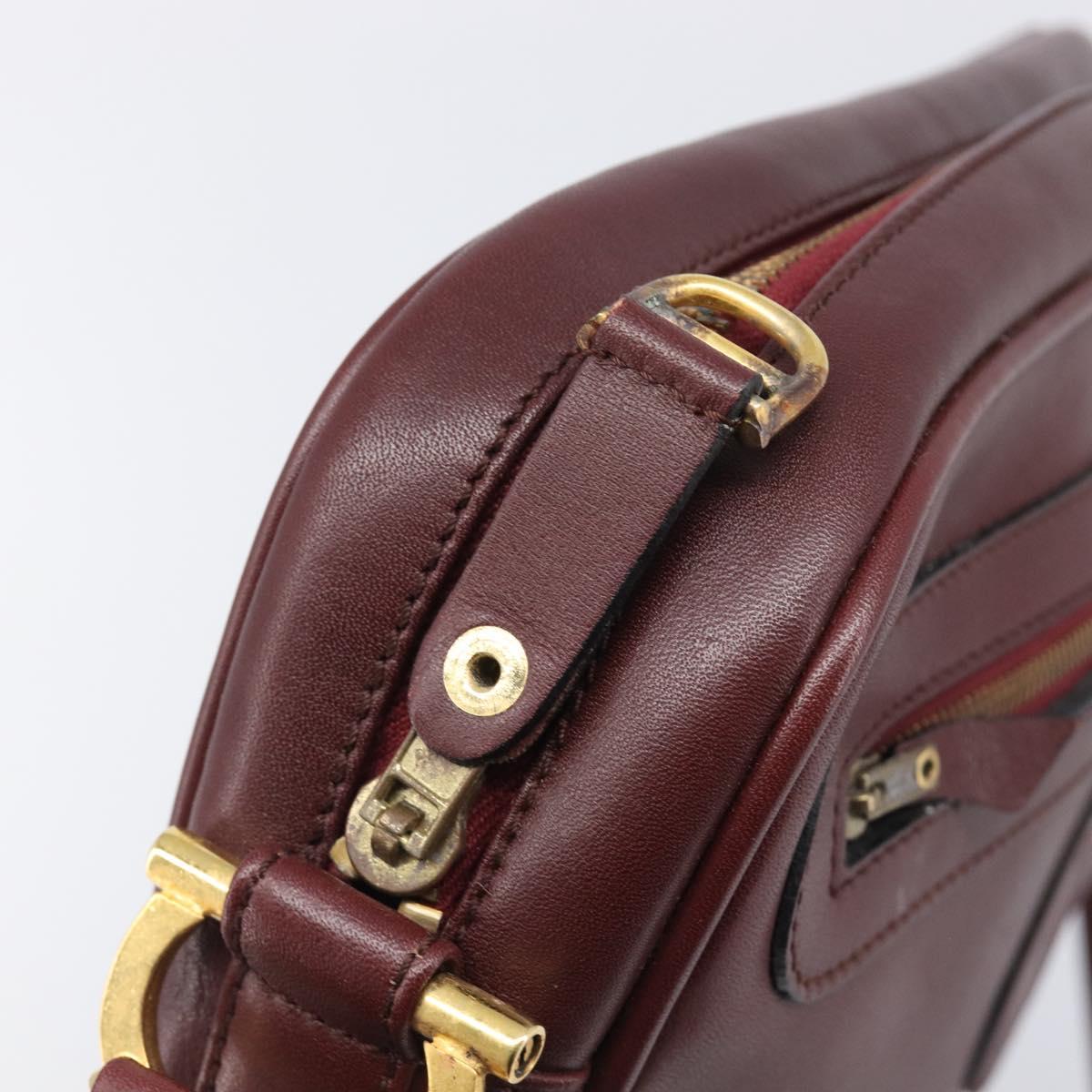 CARTIER Must Line Shoulder Bag Leather Bordeaux Gold Auth 201374