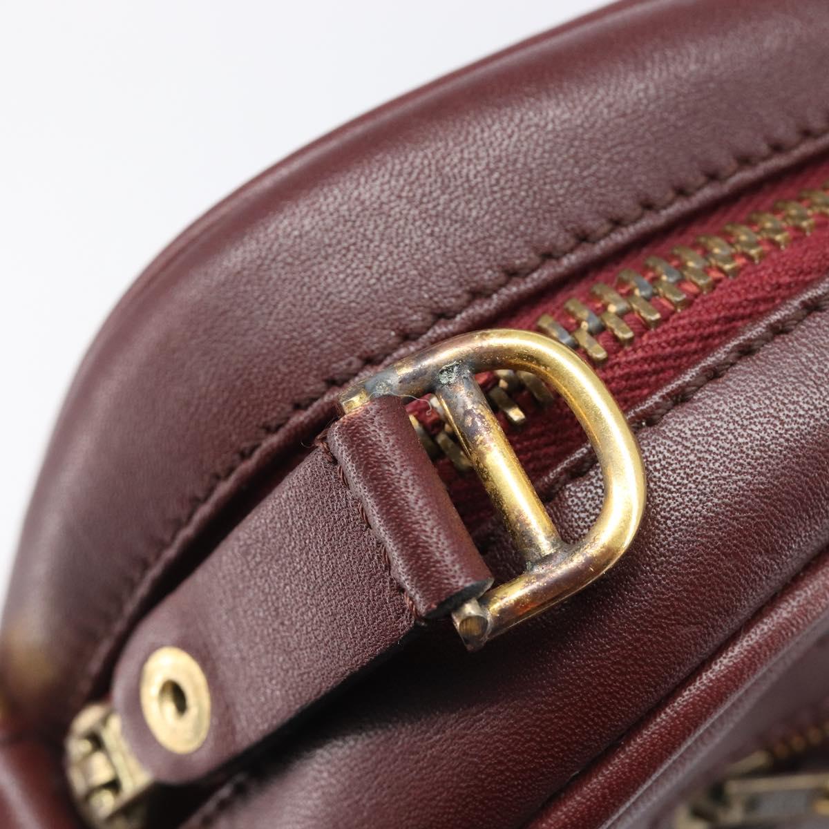 CARTIER Must Line Shoulder Bag Leather Bordeaux Gold Auth 201374