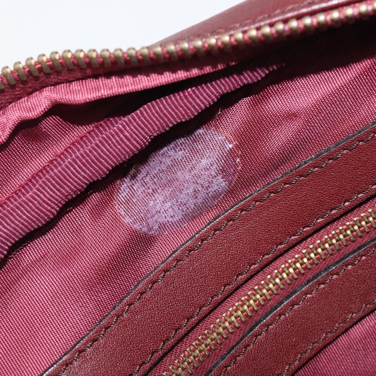 CARTIER Must Line Shoulder Bag Leather Bordeaux Gold Auth 201374