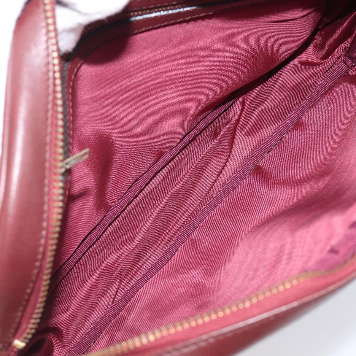 CARTIER Must Line Shoulder Bag Leather Bordeaux Gold Auth 201374