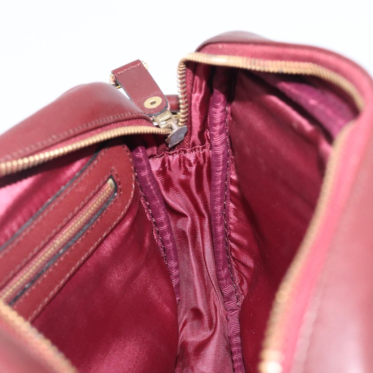 CARTIER Must Line Shoulder Bag Leather Bordeaux Gold Auth 201374