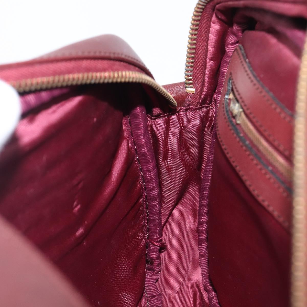 CARTIER Must Line Shoulder Bag Leather Bordeaux Gold Auth 201374