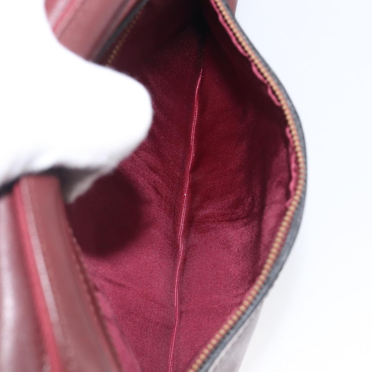 CARTIER Must Line Shoulder Bag Leather Bordeaux Gold Auth 201374