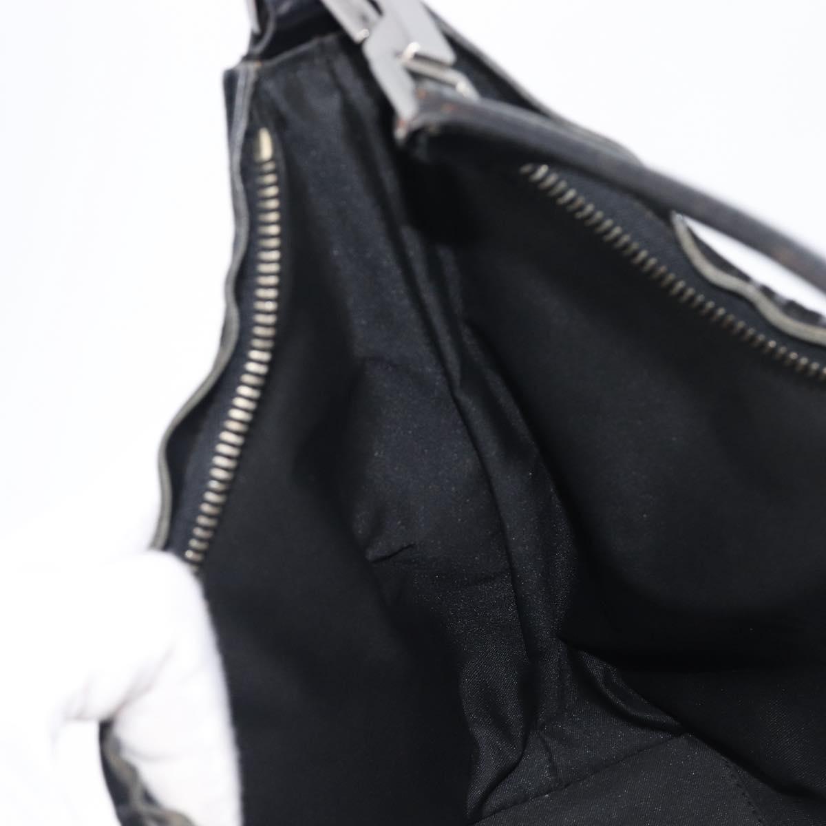 GUCCI GG Canvas Shoulder Bag Suede Black Silver 000 0602 Auth 201375V
