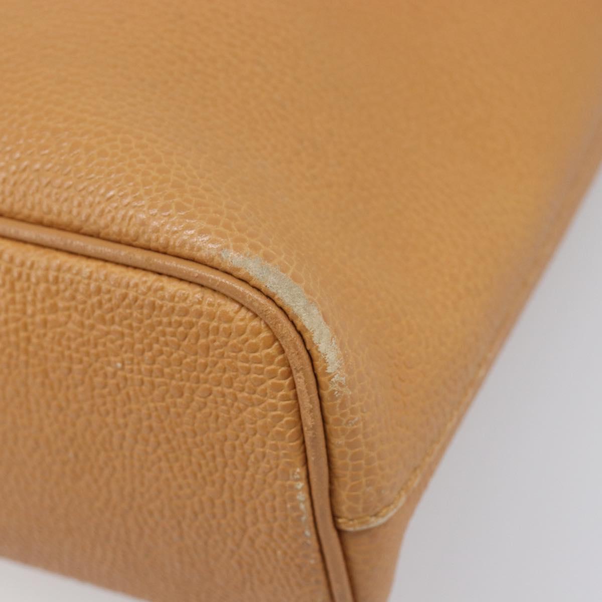 BURBERRY Hand Bag Leather Beige Gold Auth 201376
