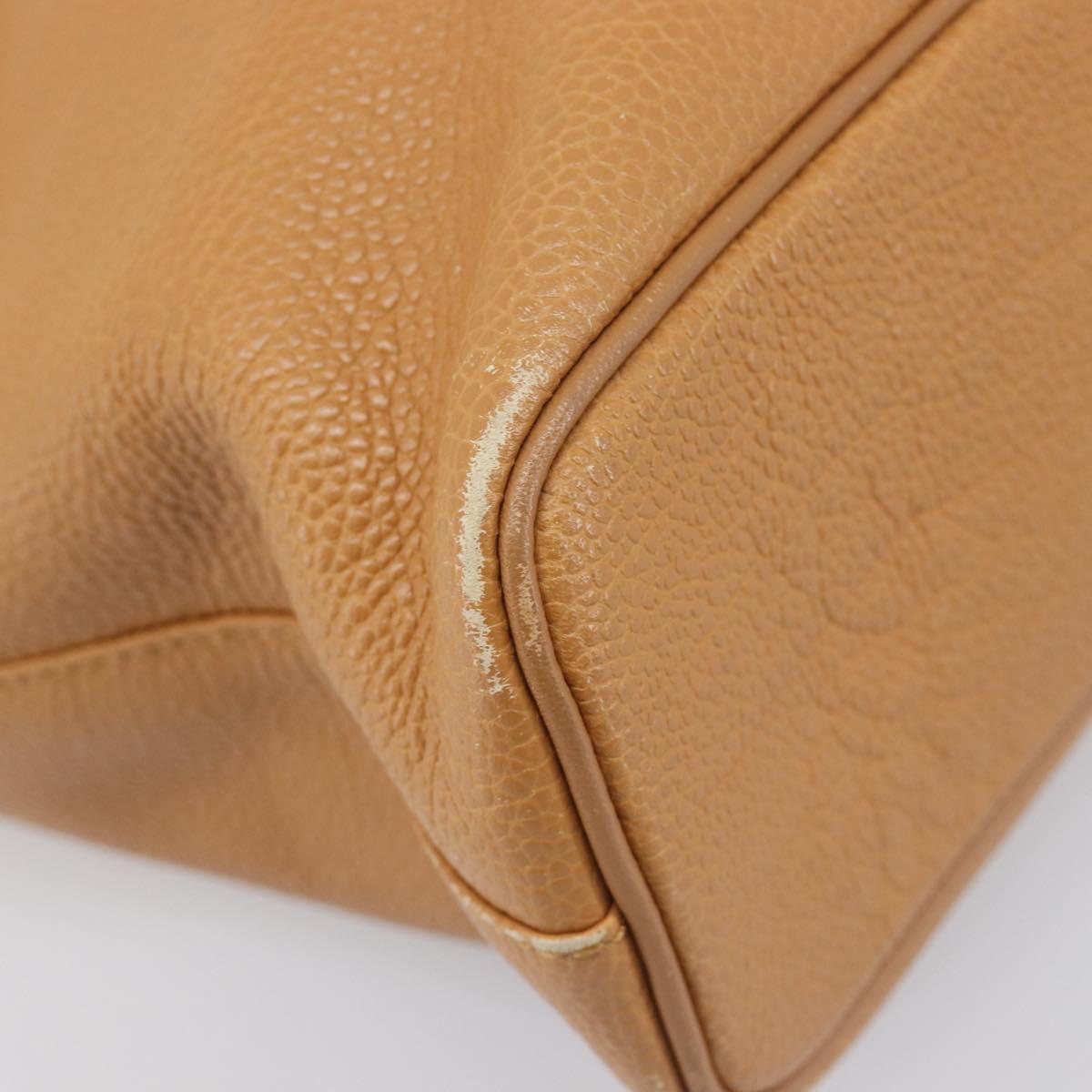 BURBERRY Hand Bag Leather Beige Gold Auth 201376