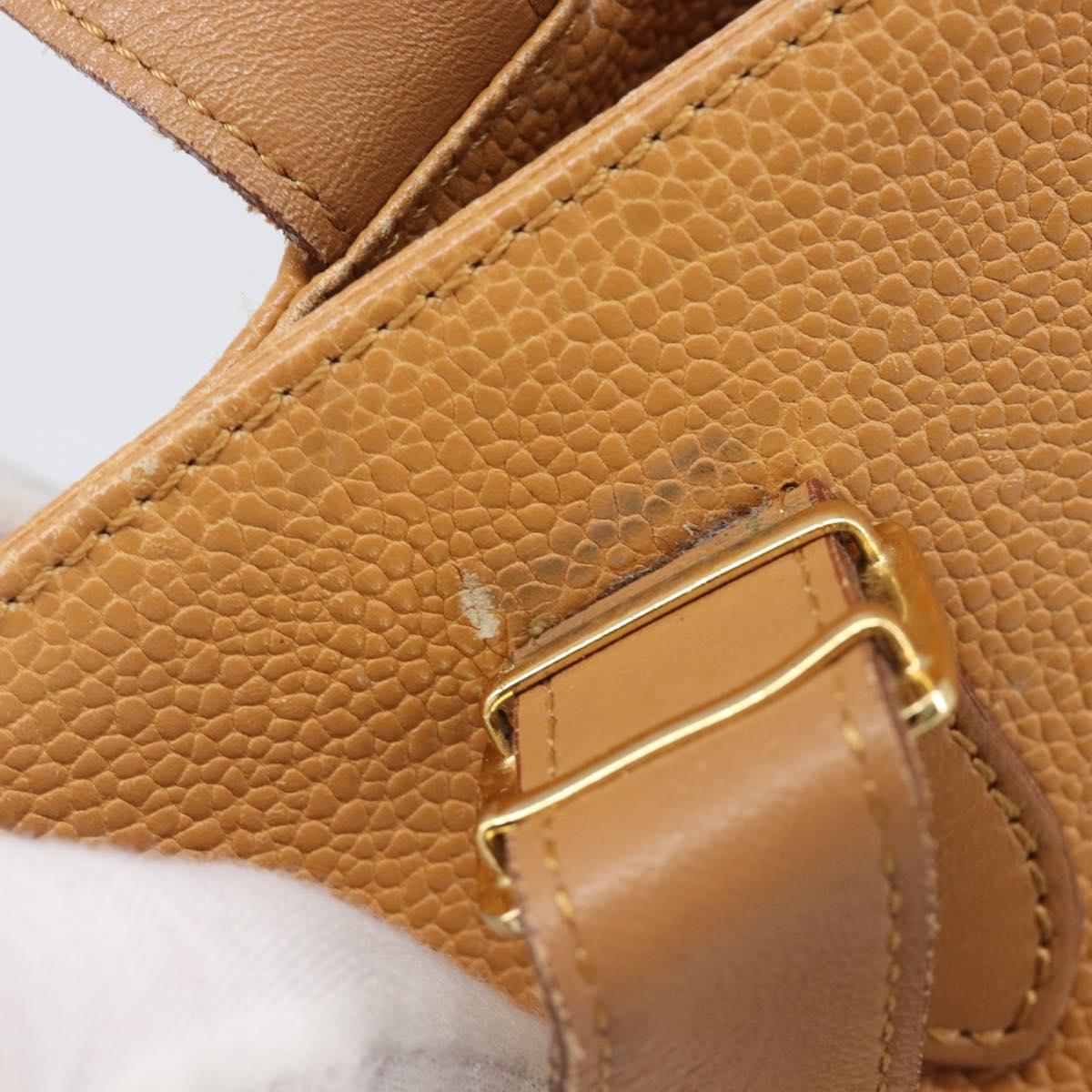 BURBERRY Hand Bag Leather Beige Gold Auth 201376