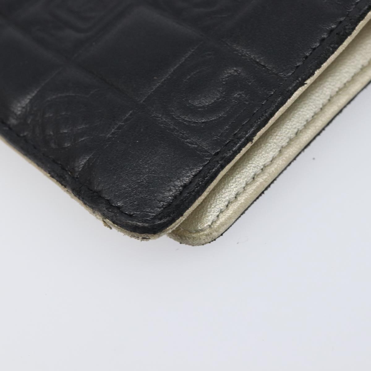 CHANEL Icon Line COCO Mark Long Wallet Leather Black Silver CC Auth 201385
