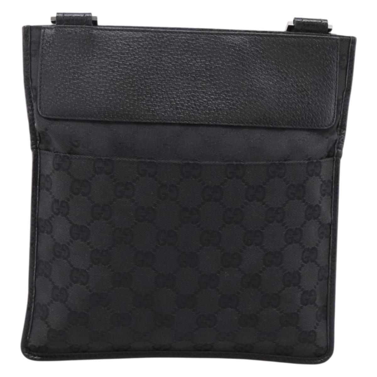 GUCCI GG Canvas Shoulder Bag Black Silver 27639 Auth 201392A
