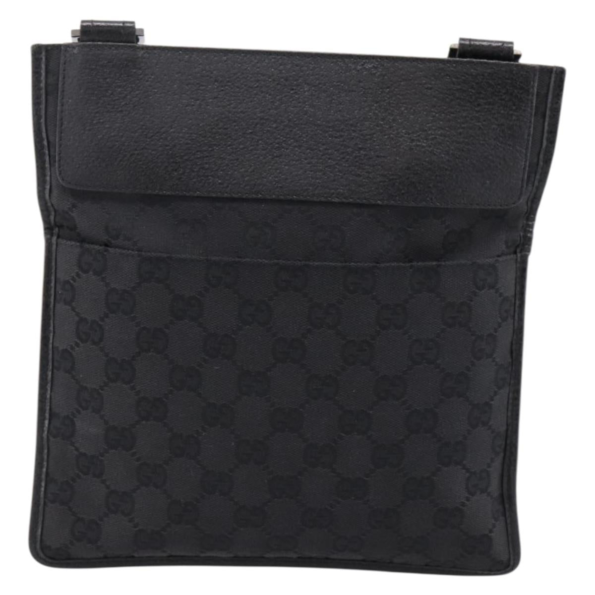 GUCCI GG Canvas Shoulder Bag Black Silver 27639 Auth 201392A