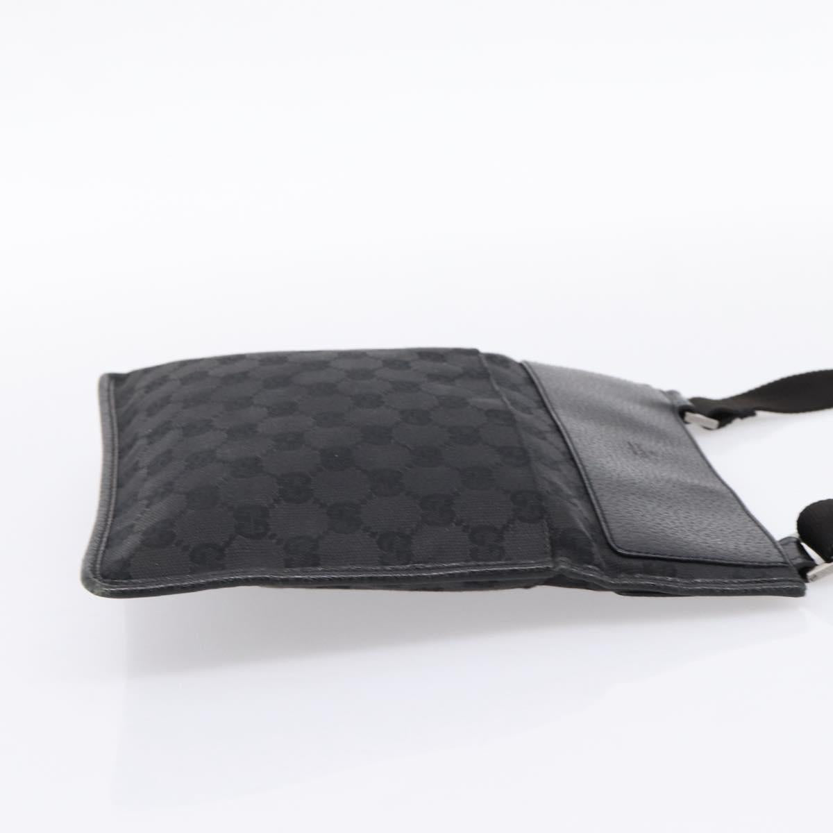 GUCCI GG Canvas Shoulder Bag Black Silver 27639 Auth 201392A