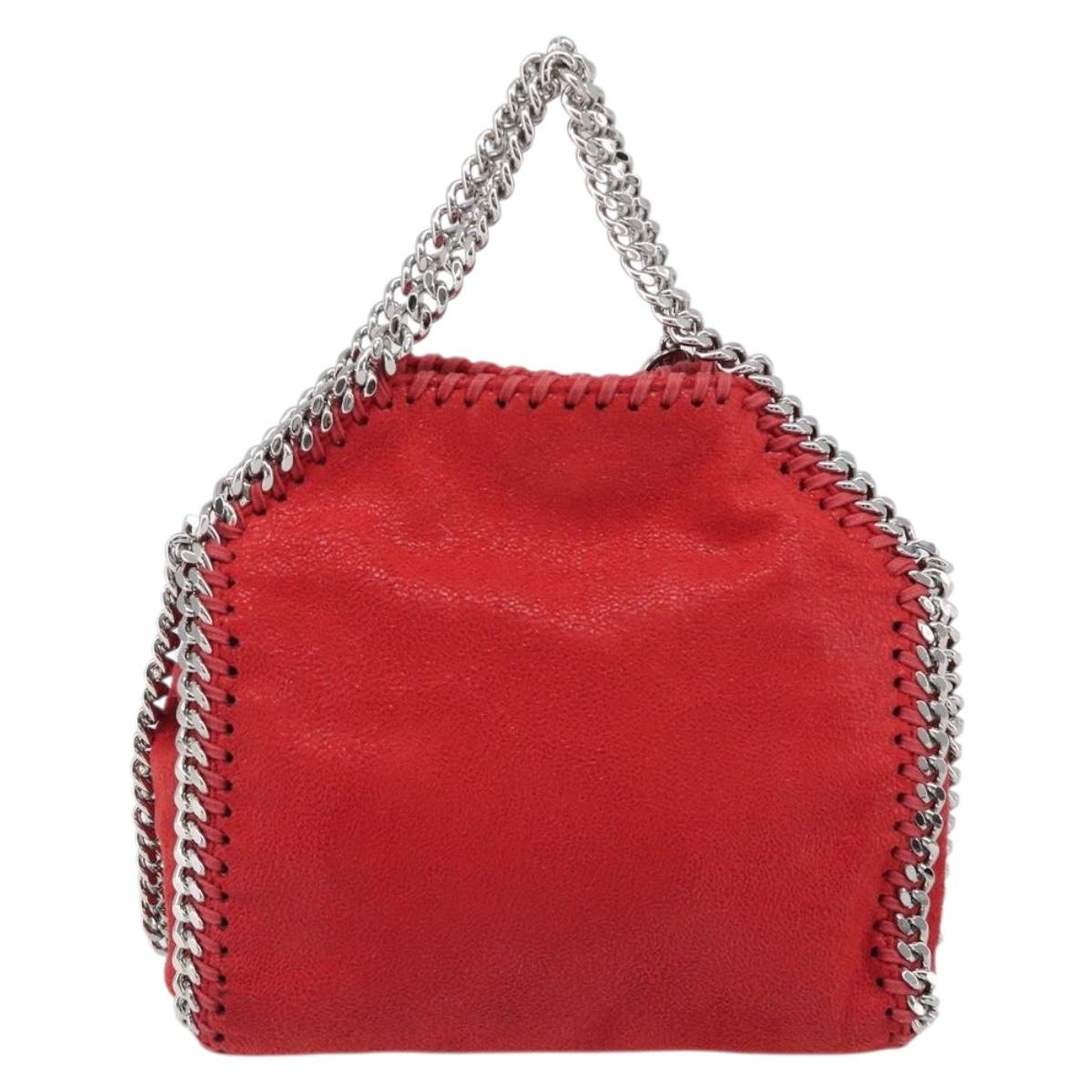Stella MacCartney Falabella Chain Hand Bag Polyester 2way Red Auth 201393A