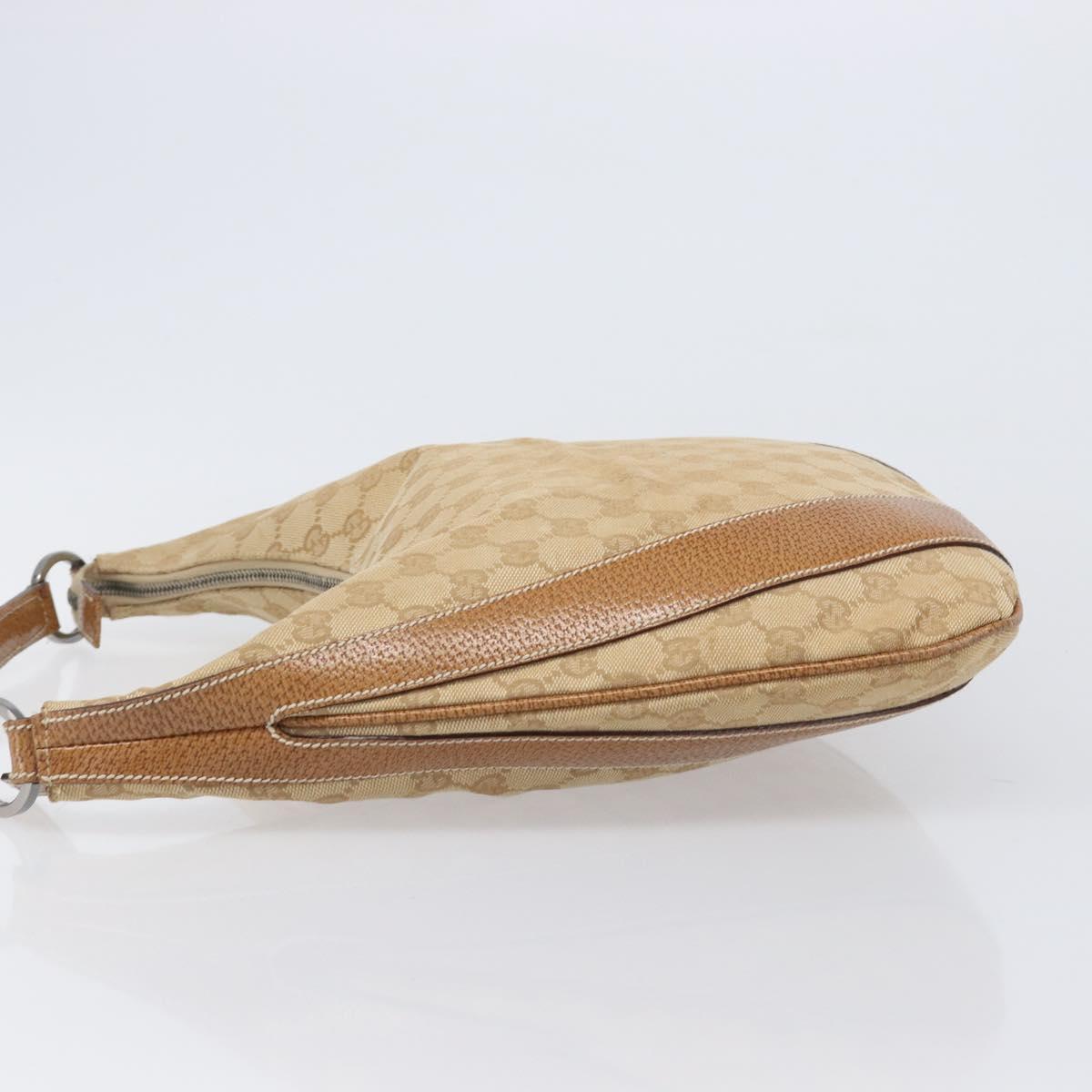 GUCCI GG Canvas Shoulder Bag Beige Silver 124357 Auth 201398
